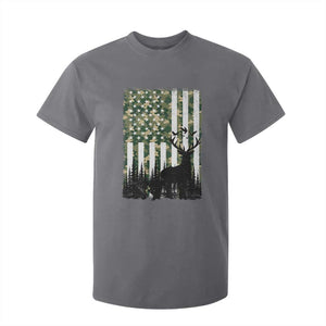 Deer Hunting T Shirt For Kid American Flag Camo Gift TS12 Charcoal Print Your Wear