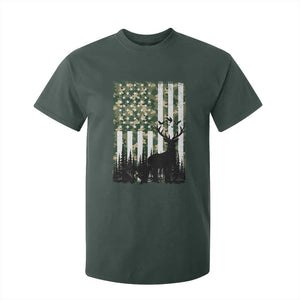 Deer Hunting T Shirt For Kid American Flag Camo Gift TS12 Dark Forest Green Print Your Wear