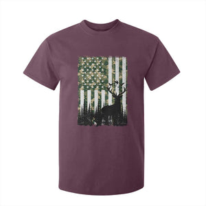 Deer Hunting T Shirt For Kid American Flag Camo Gift TS12 Maroon Print Your Wear