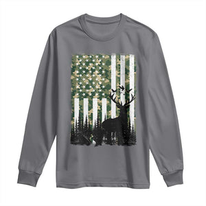 Deer Hunting Long Sleeve Shirt American Flag Camo Gift TS12 Charcoal Print Your Wear