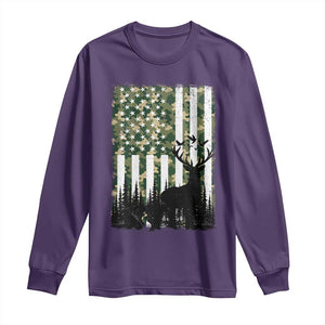 Deer Hunting Long Sleeve Shirt American Flag Camo Gift TS12 Purple Print Your Wear