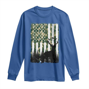 Deer Hunting Long Sleeve Shirt American Flag Camo Gift TS12 Royal Blue Print Your Wear