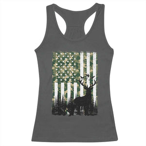 Deer Hunting Racerback Tank Top American Flag Camo Gift TS12 Dark Heather Print Your Wear