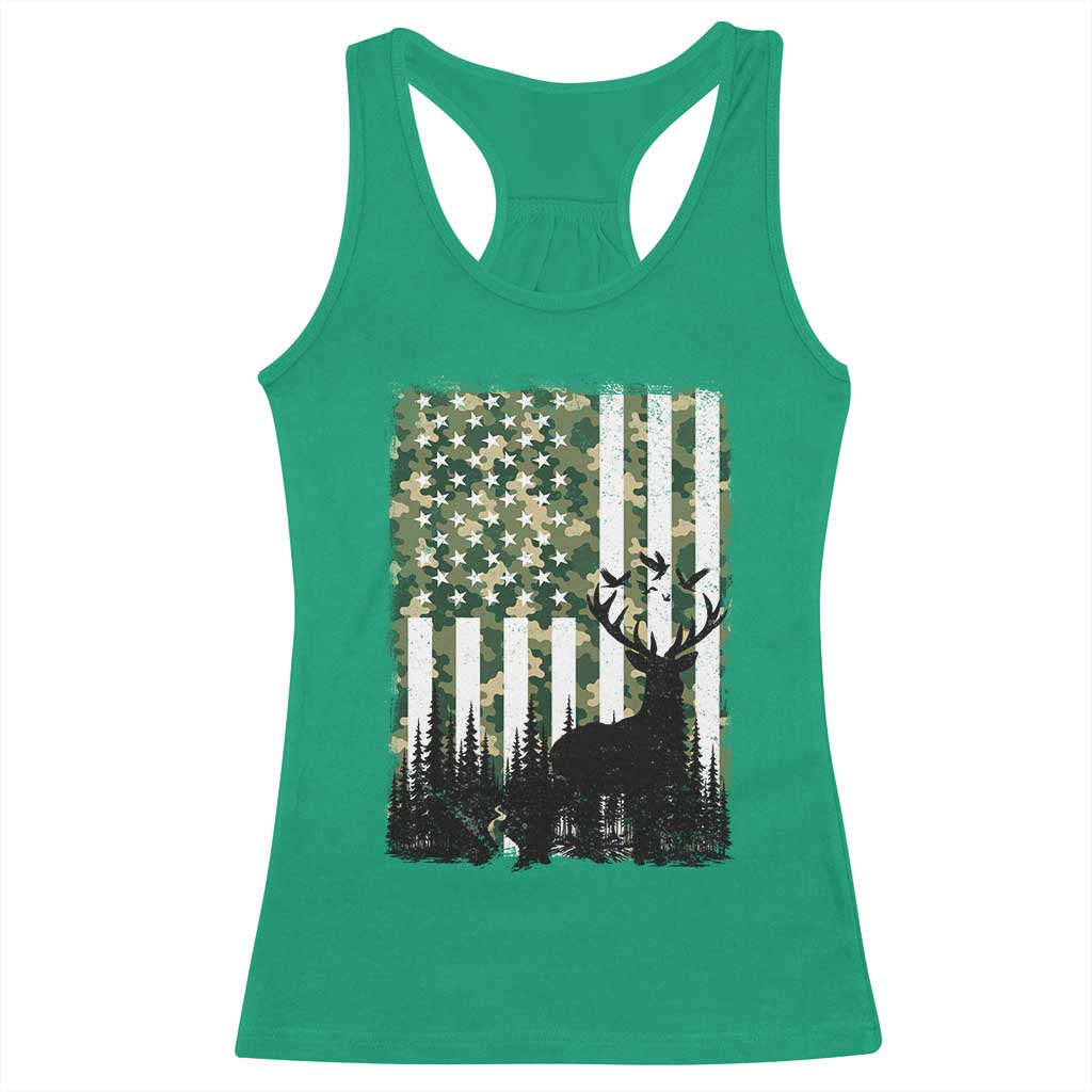 Deer Hunting Racerback Tank Top American Flag Camo Gift TS12 Irish Green Print Your Wear