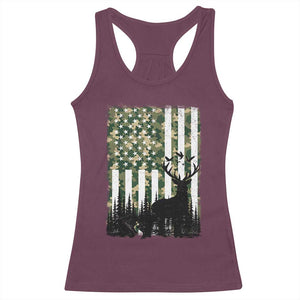 Deer Hunting Racerback Tank Top American Flag Camo Gift TS12 Maroon Print Your Wear
