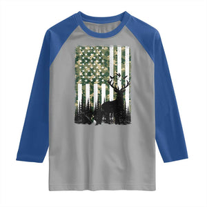 Deer Hunting Raglan Shirt American Flag Camo Gift TS12 Sport Gray Royal Print Your Wear
