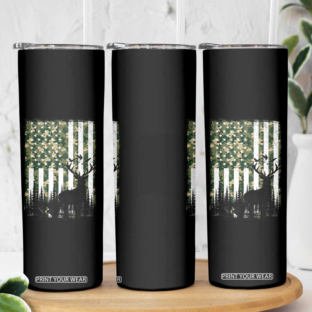 Deer Hunting Skinny Tumbler American Flag Camo Gift TS12 Print Your Wear
