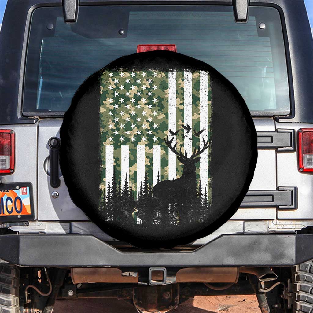 Deer Hunting Spare Tire Cover American Flag Camo Gift TS12 No hole Black Print Your Wear