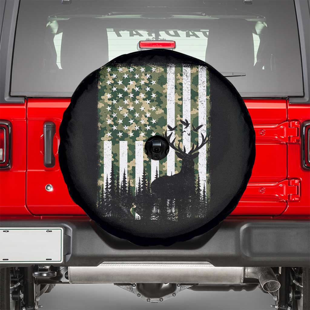 Deer Hunting Spare Tire Cover American Flag Camo Gift TS12 Black Print Your Wear