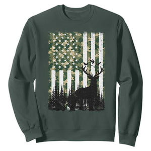 Deer Hunting Sweatshirt American Flag Camo Gift TS12 Dark Forest Green Print Your Wear
