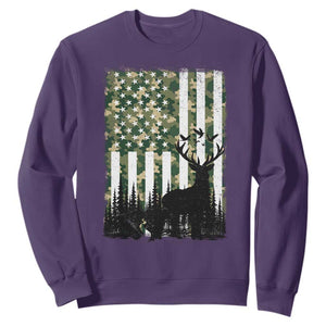 Deer Hunting Sweatshirt American Flag Camo Gift TS12 Purple Print Your Wear