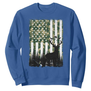 Deer Hunting Sweatshirt American Flag Camo Gift TS12 Royal Blue Print Your Wear