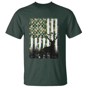 Deer Hunting T Shirt American Flag Camo Gift TS12 Dark Forest Green Print Your Wear