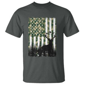 Deer Hunting T Shirt American Flag Camo Gift TS12 Dark Heather Print Your Wear