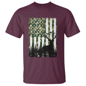 Deer Hunting T Shirt American Flag Camo Gift TS12 Maroon Print Your Wear