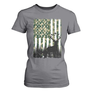Deer Hunting T Shirt For Women American Flag Camo Gift TS12 Charcoal Print Your Wear