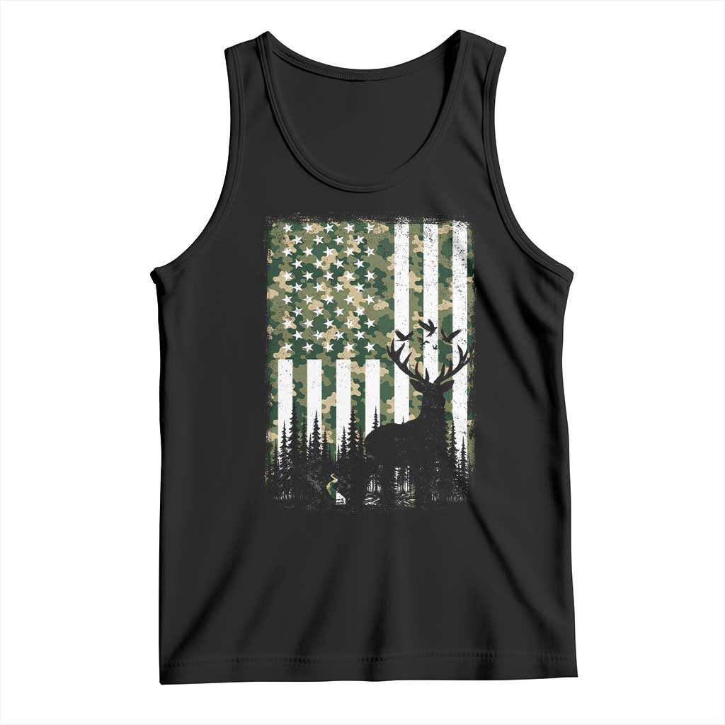 Deer Hunting Tank Top American Flag Camo Gift TS12 Black Print Your Wear