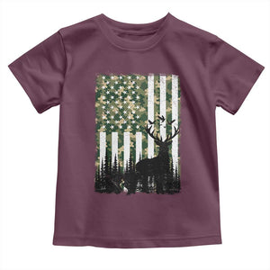 Deer Hunting Toddler T Shirt American Flag Camo Gift TS12 Maroon Print Your Wear
