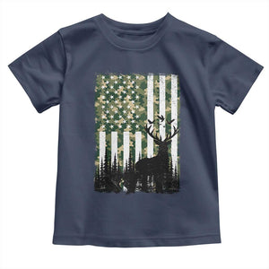 Deer Hunting Toddler T Shirt American Flag Camo Gift TS12 Navy Print Your Wear