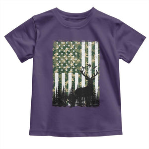 Deer Hunting Toddler T Shirt American Flag Camo Gift TS12 Purple Print Your Wear