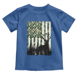 Deer Hunting Toddler T Shirt American Flag Camo Gift TS12 Royal Blue Print Your Wear