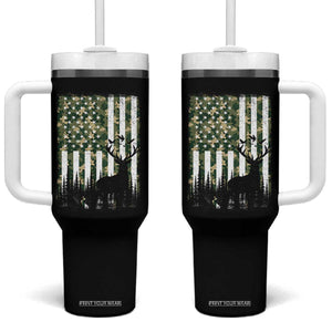 Deer Hunting Tumbler With Handle American Flag Camo Gift TS12 One Size: 40 oz Black Print Your Wear