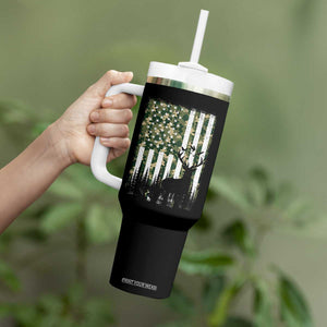 Deer Hunting Tumbler With Handle American Flag Camo Gift TS12 Print Your Wear
