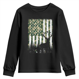 Deer Hunting Youth Sweatshirt American Flag Camo Gift TS12 Black Print Your Wear