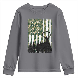 Deer Hunting Youth Sweatshirt American Flag Camo Gift TS12 Charcoal Print Your Wear