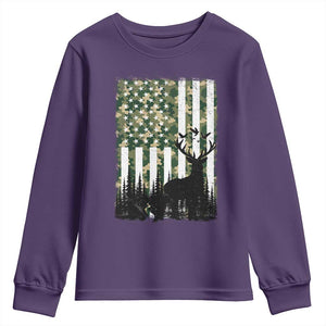 Deer Hunting Youth Sweatshirt American Flag Camo Gift TS12 Purple Print Your Wear