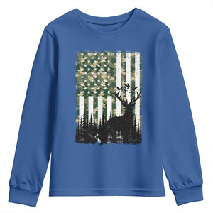 Deer Hunting Youth Sweatshirt American Flag Camo Gift TS12 Royal Blue Print Your Wear