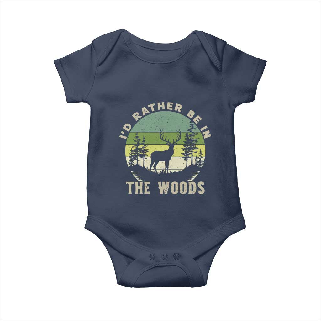 Hunting Season Baby Onesie I Would Rather Be In The Woods TS12 Navy Print Your Wear