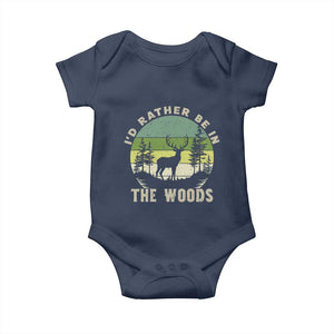 Hunting Season Baby Onesie I Would Rather Be In The Woods TS12 Navy Print Your Wear