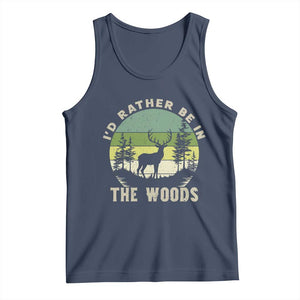 Hunting Season Tank Top I Would Rather Be In The Woods TS12 Navy Print Your Wear