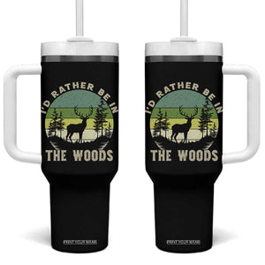 Hunting Season Tumbler With Handle I Would Rather Be In The Woods TS12 One Size: 40 oz Black Print Your Wear