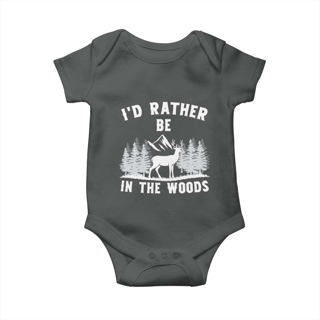 I Would Rather Be In The Woods Baby Onesie Deer Hunter Gift TS12 Dark Heather Print Your Wear