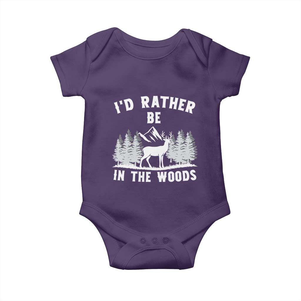 I Would Rather Be In The Woods Baby Onesie Deer Hunter Gift TS12 Purple Print Your Wear