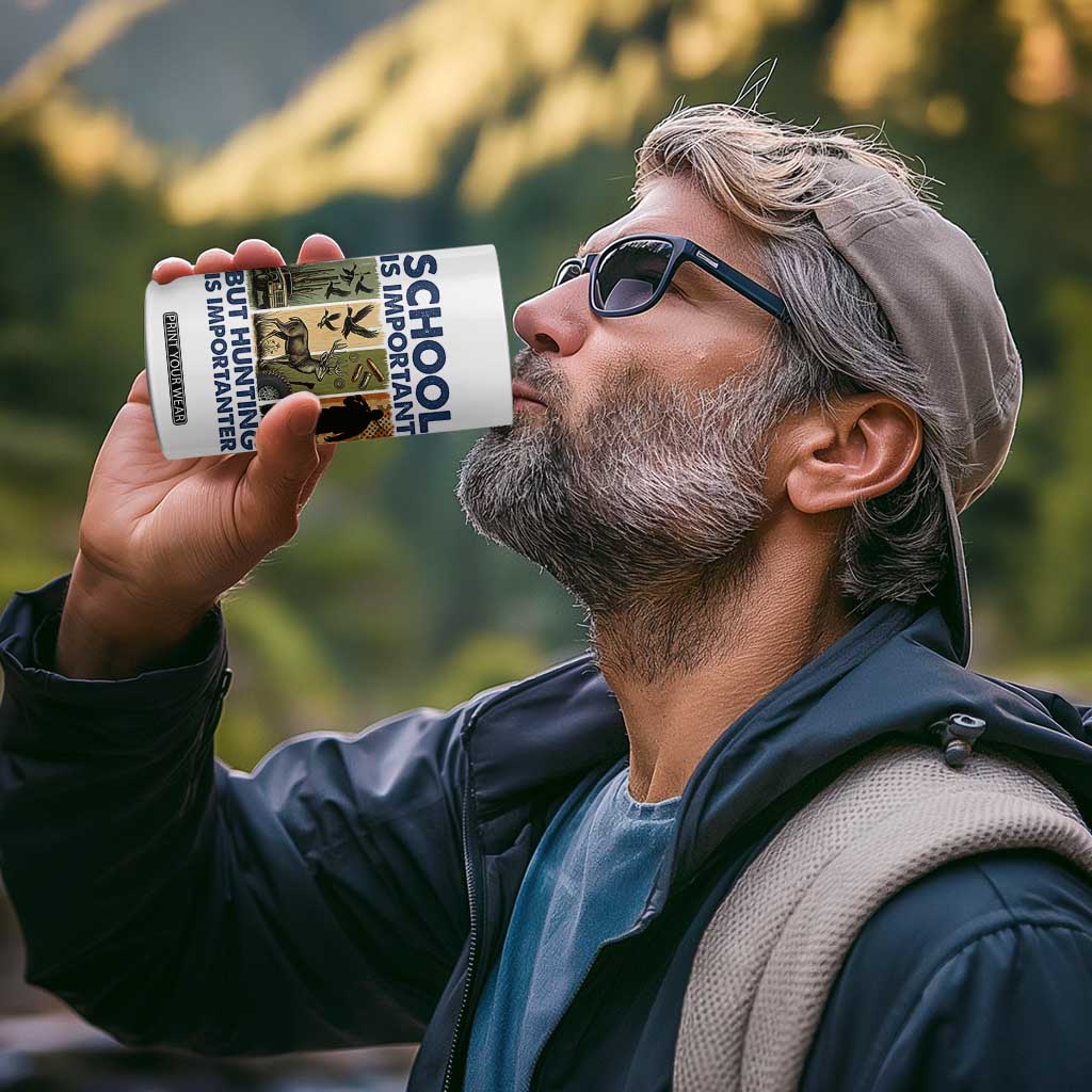 School Is Important But Hunting Is Importanter 4 in 1 Can Cooler Tumbler Retro Deer Hunting Gift TS12 Print Your Wear