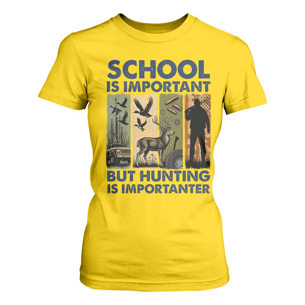 School Is Important But Hunting Is Importanter T Shirt For Women Retro Deer Hunting Gift TS12 Daisy Print Your Wear