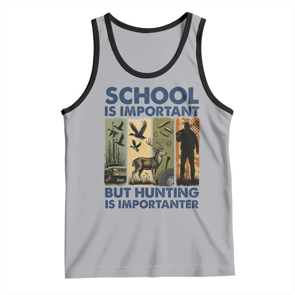 School Is Important But Hunting Is Importanter Tank Top Retro Deer Hunting Gift TS12 Athletic Heather Black Print Your Wear