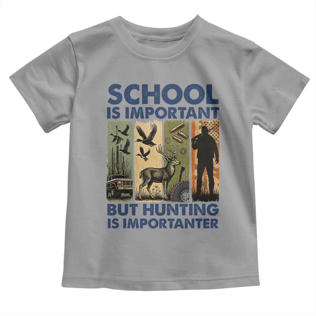 School Is Important But Hunting Is Importanter Toddler T Shirt Retro Deer Hunting Gift TS12 Sport Gray Print Your Wear