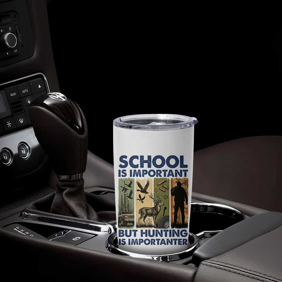 School Is Important But Hunting Is Importanter Tumbler Cup Retro Deer Hunting Gift TS12 Print Your Wear