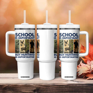 School Is Important But Hunting Is Importanter Tumbler With Handle Retro Deer Hunting Gift TS12 Print Your Wear