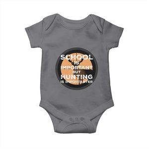 Funny Hunter Gift Baby Onesie School Is Important But Hunting Is Importanter TS12 Charcoal Print Your Wear