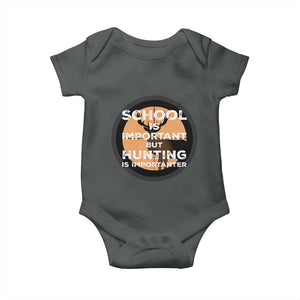 Funny Hunter Gift Baby Onesie School Is Important But Hunting Is Importanter TS12 Dark Heather Print Your Wear