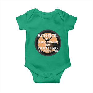 Funny Hunter Gift Baby Onesie School Is Important But Hunting Is Importanter TS12 Irish Green Print Your Wear