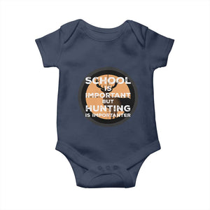 Funny Hunter Gift Baby Onesie School Is Important But Hunting Is Importanter TS12 Navy Print Your Wear