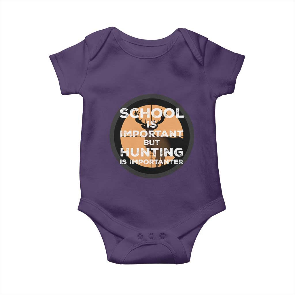 Funny Hunter Gift Baby Onesie School Is Important But Hunting Is Importanter TS12 Purple Print Your Wear