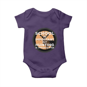 Funny Hunter Gift Baby Onesie School Is Important But Hunting Is Importanter TS12 Purple Print Your Wear
