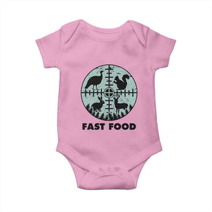Funny Hunter Joke Baby Onesie Hunting Fast Food Animals TS12 Light Pink Print Your Wear